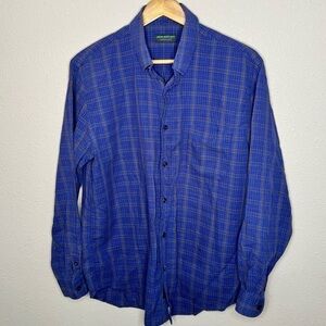 John Bartlett Consensus Blue Plaid Button Down Men's Large